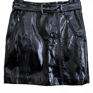 Karl Lagerfeld Black Faux Patent Leather Pencil Skirt Size 6 NWT Going out